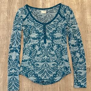 Free People Intimately Sheer Damask teal top, XS